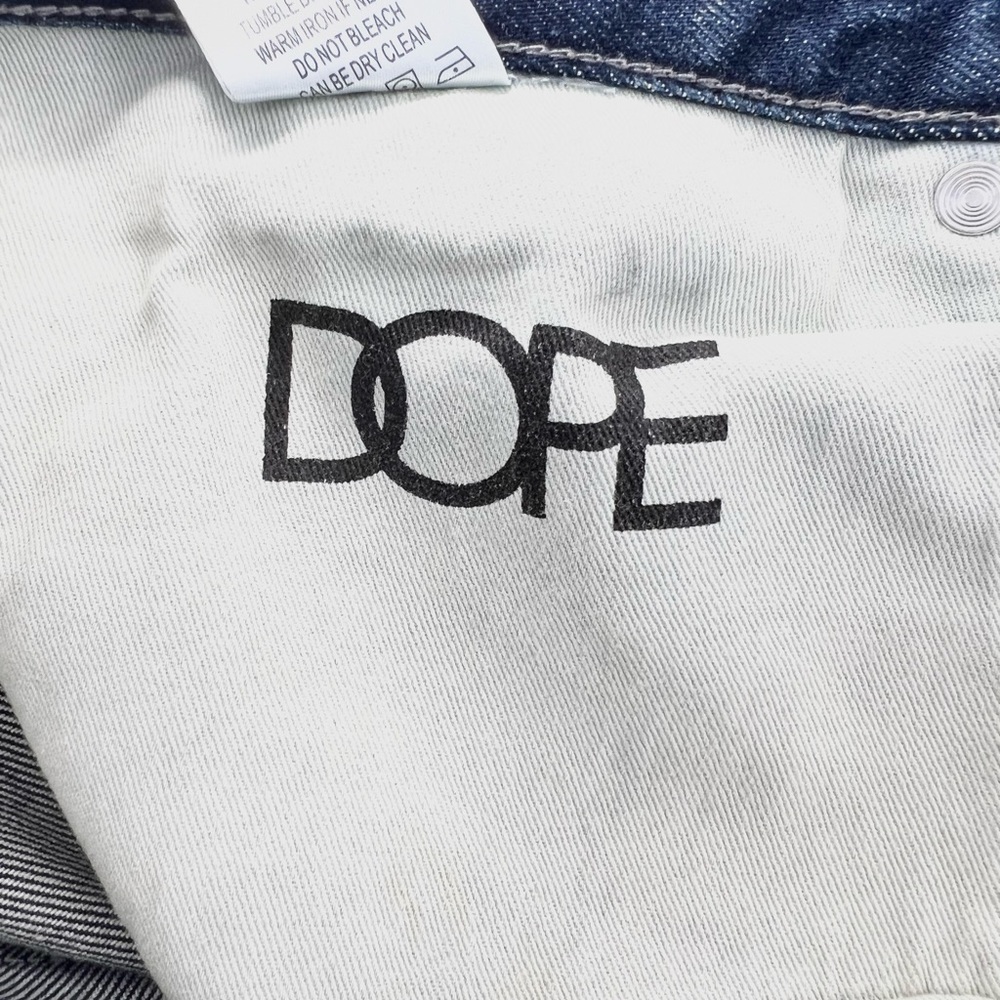 DOPE MEN’S  DISTRESSED DENIM STRAIGHT LEG JEANS - Picture 7 of 8